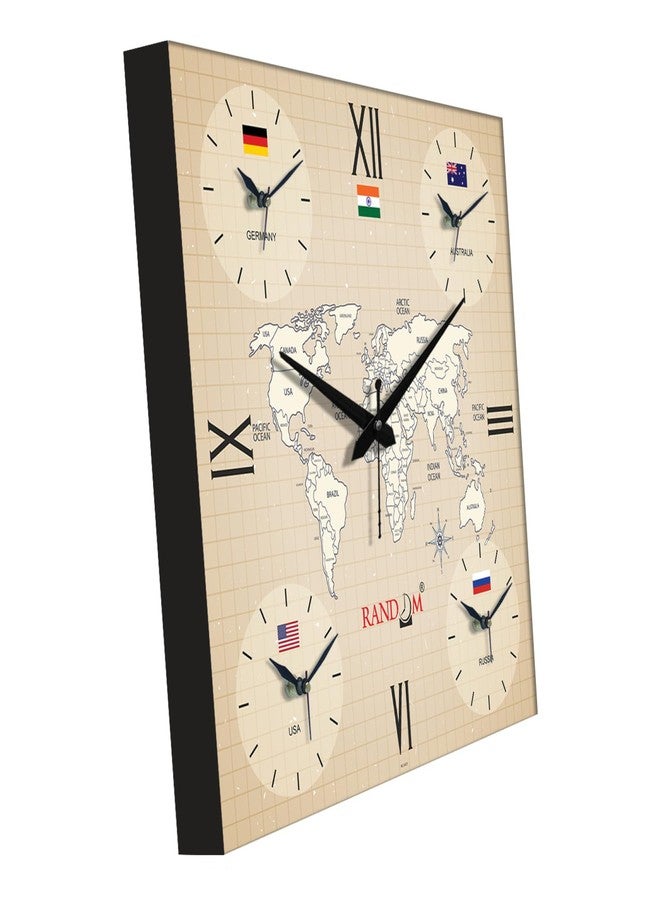 راندم ساعة حائط عالمية بحركة صامتة عشوائية مع مناطق زمنية مختلفة للمنزل/غرفة المعيشة/غرفة النوم/المكتب/المتاجر/قاعة الطعام، ساعة أنيقة - متعددة - 9351 - Image 4